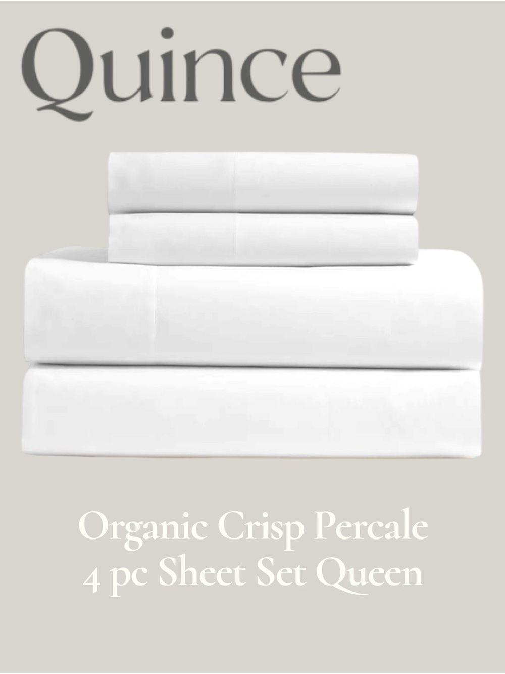 NWT Quince Classic Organic Percale Cotton Sheet Set With Pillowcases Queen White